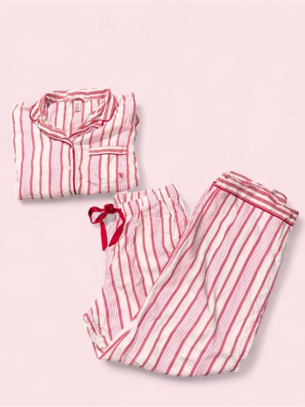 Victoria's Secret Pink and White Striped Pajama Set